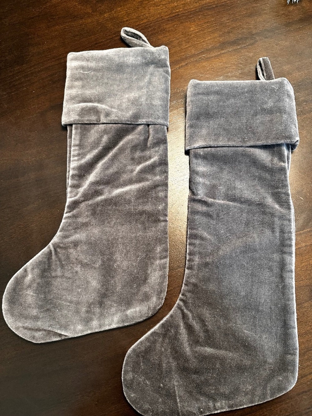 Velvet Christmas Stockings - Grey